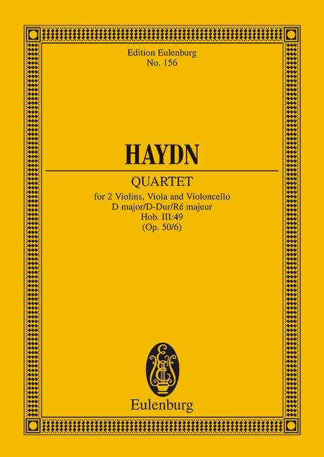 Haydn: String Quartet D major Frog Opus 50/6 Hob. III: 49 (Study Score) published by Eulenburg